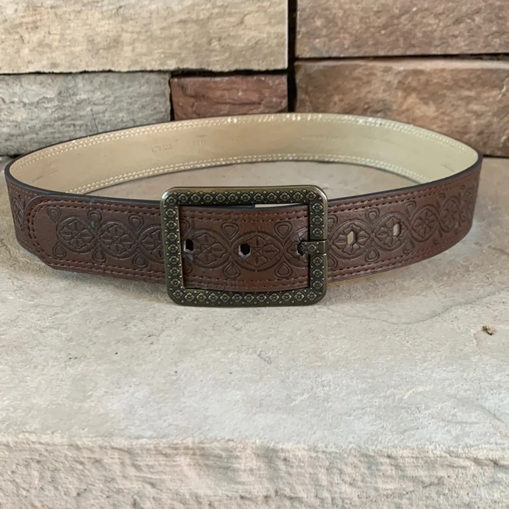 Etched faux leather belt 37 inches
